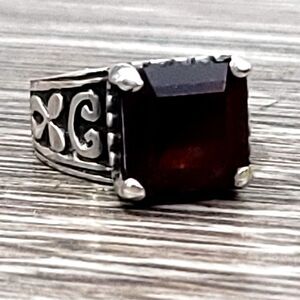 Vintage Ornate Glass Pinky Ring Size 5.5